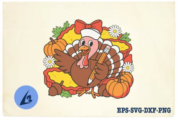 Coquette Bow Turkey Teacher SVG: Graphics for Crafts