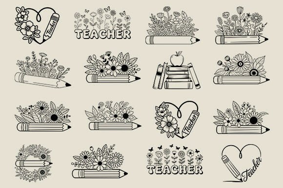 Floral Teacher SVG: Graphics for Crafts