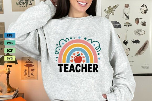 Rainbow Teacher SVG: Graphics for Crafts