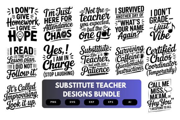 Substitute Teacher SVG Bundle: Graphics for Crafts