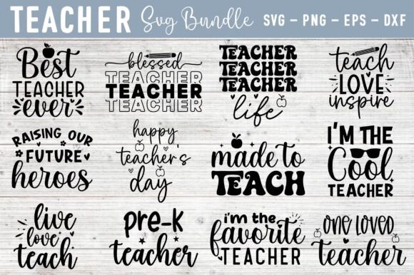 Teacher SVG Bundle, Teacher PNG: Graphics for Crafts