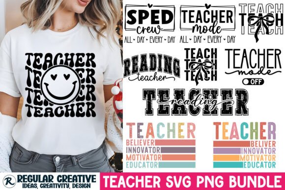 Teacher SVG PNG Bundle: Crafts & Graphics